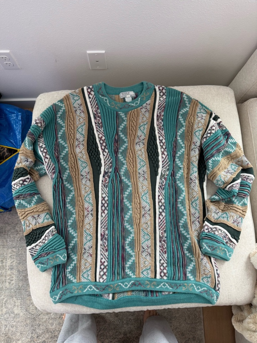 Vintage 90s RSM Rochester Special Man Coogi-Style 3D Knit Sweater